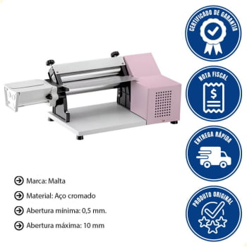 Cilindro Laminador Elétrico Malta 28 Cm Com Cortador de Talharim Rosa 127V 3117004