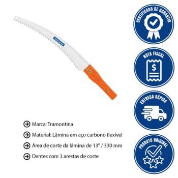 Serrote De Poda Profissional Tramontina 13"/330mm Com Empunhadura Metálica Sem Cabo 78382701