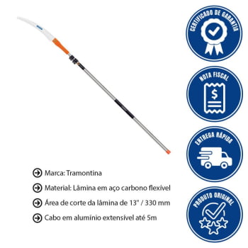 Kit Serrote De Poda Profissional Tramontina 13"/330mm + Cabo Metálico Extensível 5m Tramontina