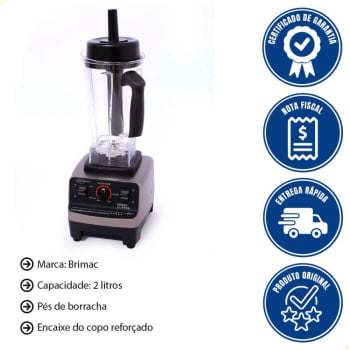 Liquidificador Industrial Brimac 2L 1800W 220V Encaixe Reforçado BLB2