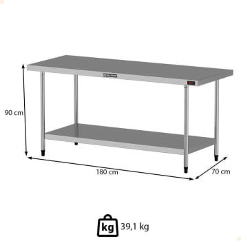 Mesa Aquecida Aço Inox Metalcubas Temperatura Regulável 180x70cm PAM 1800 M 220V
