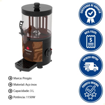 Chocolateira Chocopró Progás com Copo Medidor 3 Litros de Chocolate Quente 220V 1150W PRCHOCO-03