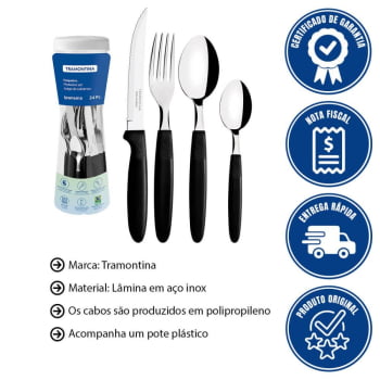 Faqueiro Tramontina Ipanema Lâminas Em Aço Inox Cabos De Polipropileno Preto 24 Peças 23399091