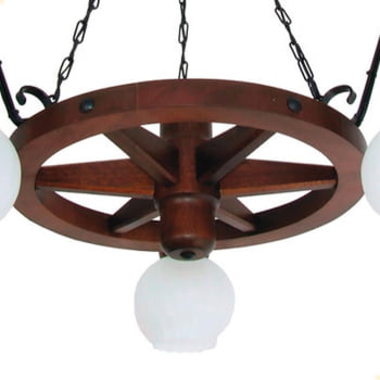 Lustre Muller  Roda Carroça  3 Lâmpadas Envelhecido 603E