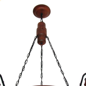 Lustre Muller  Roda Carroça  3 Lâmpadas Envelhecido 603E