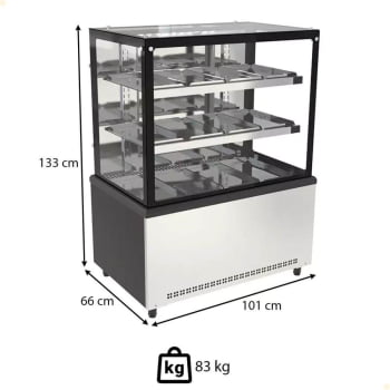 Balcão Venancio Vitrine Prime Aquecida Vidro Temperado Fech Fron Inox 1000 220V 391L - PBV10 22546