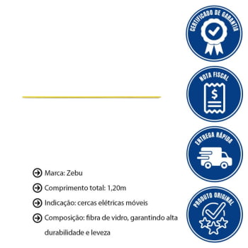 Kit 50 Varetas De Fibra De Vidro Amarelo 120cmx10mm Zebu + 100 Clips De Metal