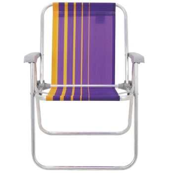 Kit 06 Cadeiras de Praia Tramontina Samoa Alta em Alumínio com Assento Roxo e Amarelo 92900003