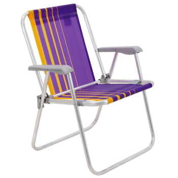 Kit 06 Cadeiras de Praia Tramontina Samoa Alta em Alumínio com Assento Roxo e Amarelo 92900003