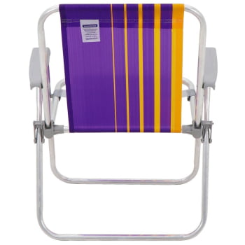 Kit 06 Cadeiras de Praia Tramontina Samoa Alta em Alumínio com Assento Roxo e Amarelo 92900003