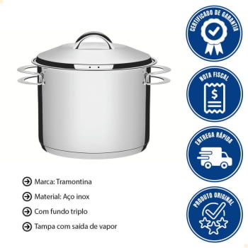 Caldeirão Tramontina Solar em Aço Inox Fundo Triplo com Tampa e Alças 28 cm 15.7 L 62508280