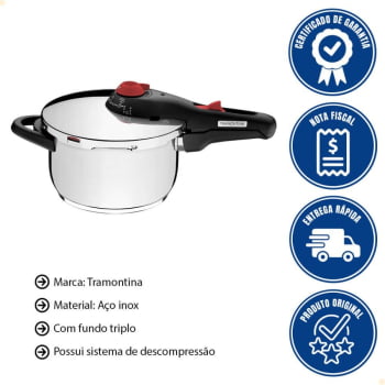 Panela de Pressão Solar Aço Inox Tramontina 4,5 litros 62513223