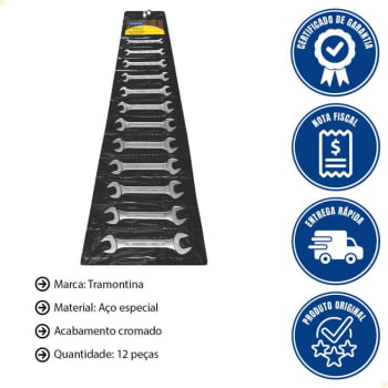 Jogo de Chaves Fixas Tramontina Basic com Corpo em Aço Especial Cromado 12 peças 41120212