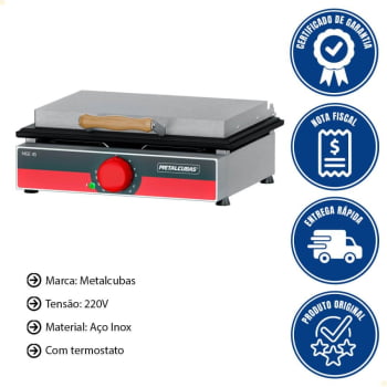 Grill Elétrico Metlacubas 45cm Em Aço Inox 220V MGE-45