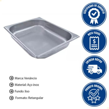 Cuba Lisa Venâncio Em Inox 304 Gn 1/2 32,5 X 26,5 X 6 cm Para Forno Combinado Gn 1/2 515031