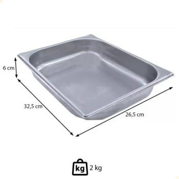 Cuba Lisa Venâncio Em Inox 304 Gn 1/2 32,5 X 26,5 X 6 cm Para Forno Combinado Gn 1/2 515031