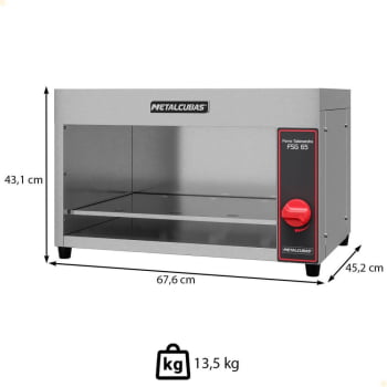 Forno A Gás Infravermelho Gratinador Metalcubas Em Inox 65 Litros FSG-65 