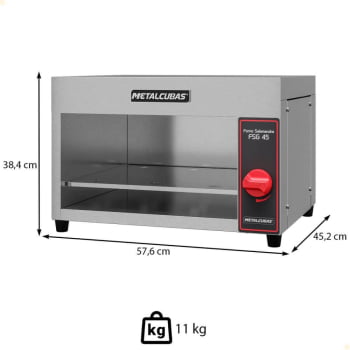 Forno A Gás Infravermelho Gratinador Metalcubas Em Inox 45 Litros FSG-45 