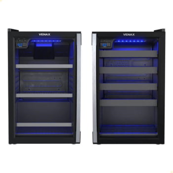 Conjunto Venax Cervejeira Blue Light E Adega Piubella preto fosco Porta Invertida 220V