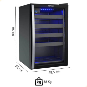 Conjunto Venax Cervejeira Blue Light E Adega Piubella preto fosco Porta Invertida 220V