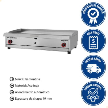 Chapa Bifeteira Metalcubas Premium 19mm Gás Com Acendimento Automático CHP 120 G2